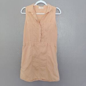 Bella Dahl Linen Blend Shirt Dress Elastic Waist Button Up  Size L